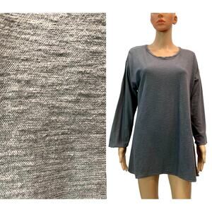 Cut Loose Gray Long Sleeve Oversized Tunic Top | Soft Cotton | XL